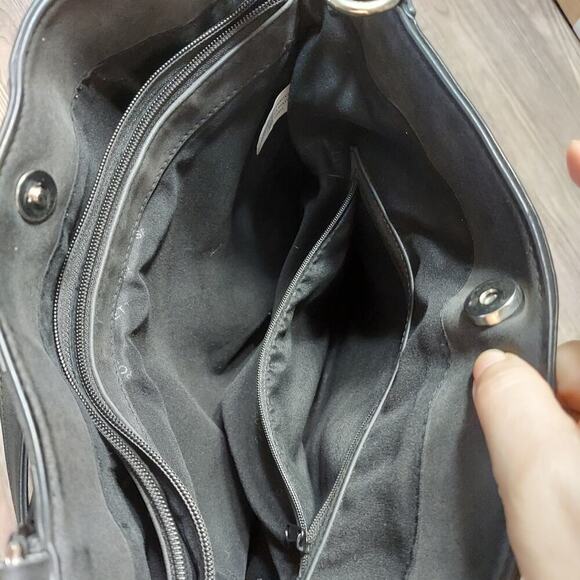 ☆☆SOLD☆☆ Rosetti Dark Gray Faux Leather Double Strap Shoulder Bag - Picture 6 of 11